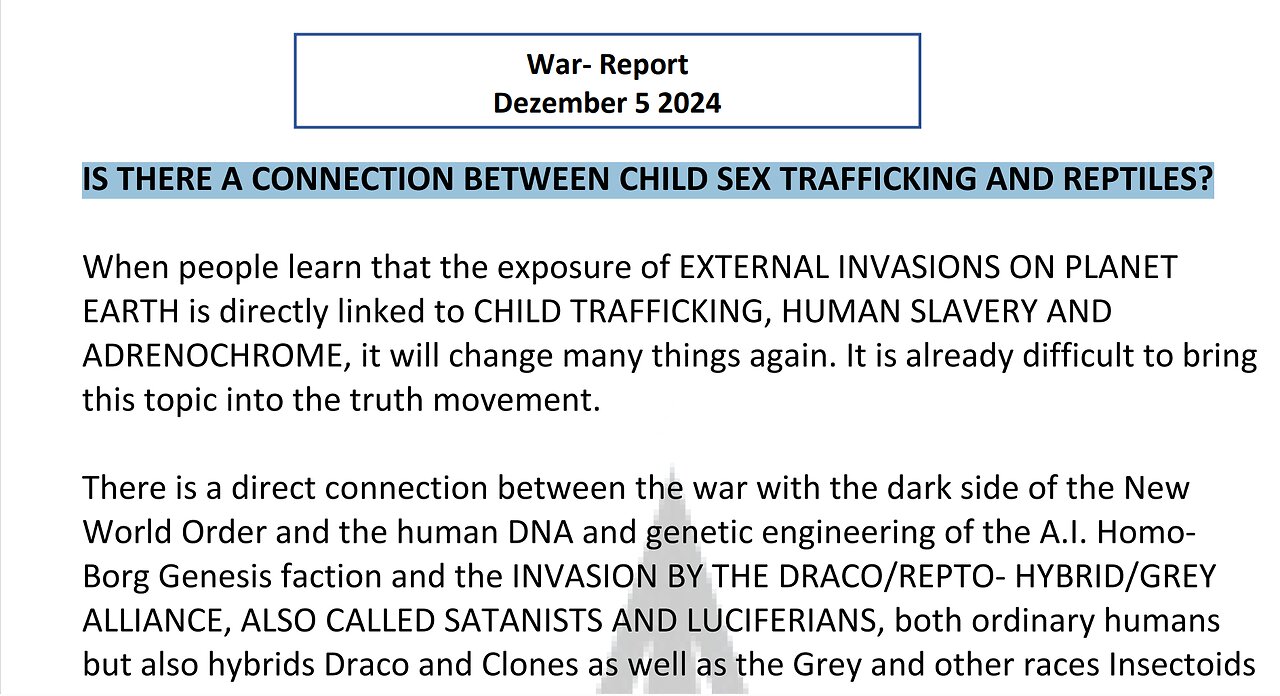 IS THERE A CONNECTION BETWEEN CHILD SEX TRAFFICKING AND REPTILES?