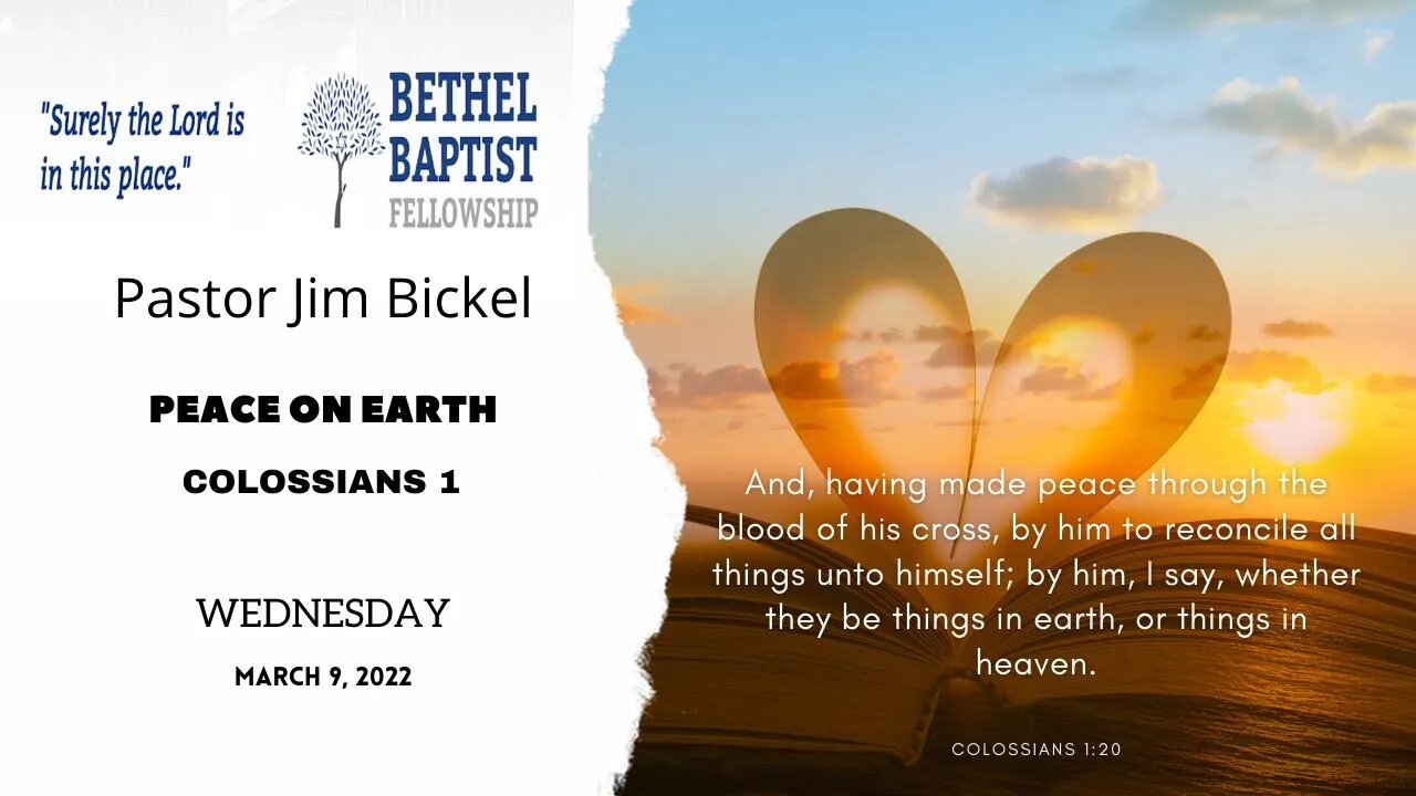 Peace On Earth | Pastor Bickel | Bethel Baptist Fellowship [SERMON]