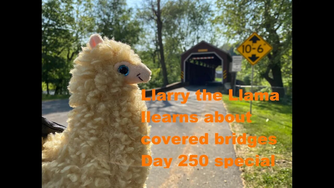 Explore Lancaster county covered bridges on a motorcycle with Llarry the Llama. Includes bad driver