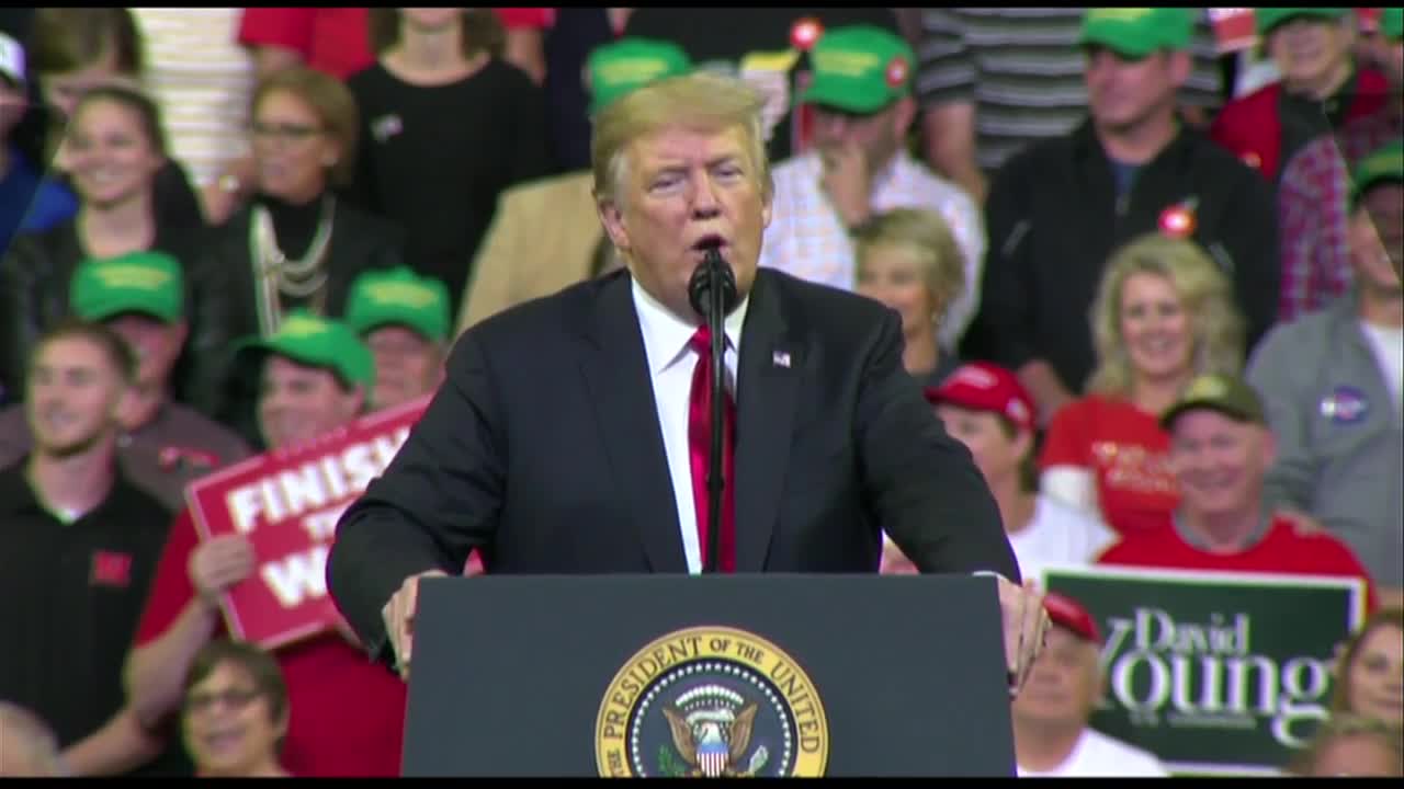 President Trump shouts out local Republicans at rally in Council Bluffs