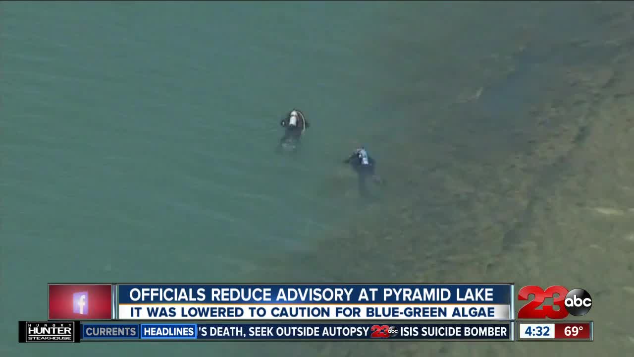 Officials reduce blue-green advisory at Pyramid Lake