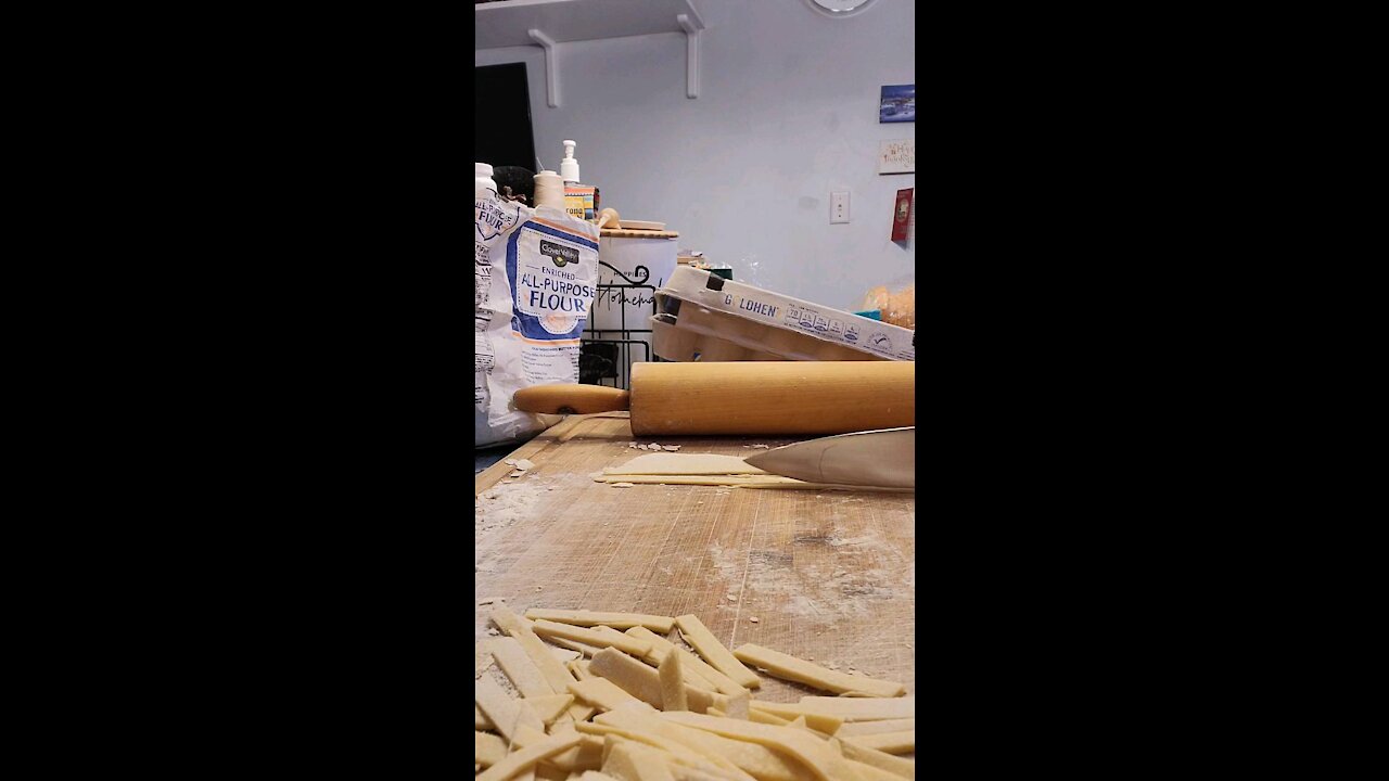 Homemade Egg noodles in Homemade Chicken noodle soup