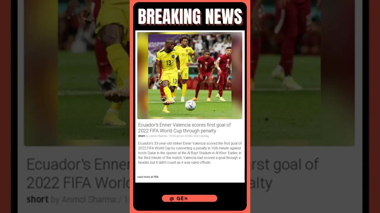 Latest Headlines | Enner Valencia Ecuador Scores First Goal of FIFA World Cup | #shorts #news