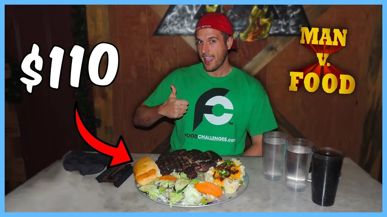 $110 IF YOU LOSE! BIGGEST STEAK CHALLENGE IN MONTANA! (78OZ RIBEYE FROM MAN V FOOD)