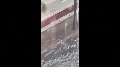 Мъж плува по един от оживените булеварди във Форт Лодърдейл