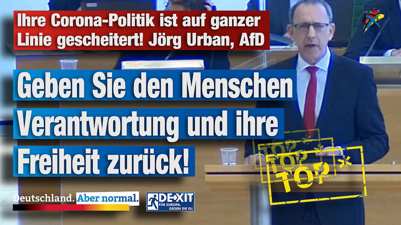 Ihre Corona-Politik ist auf ganzer Linie gescheitert! Jörg Urban, AfD