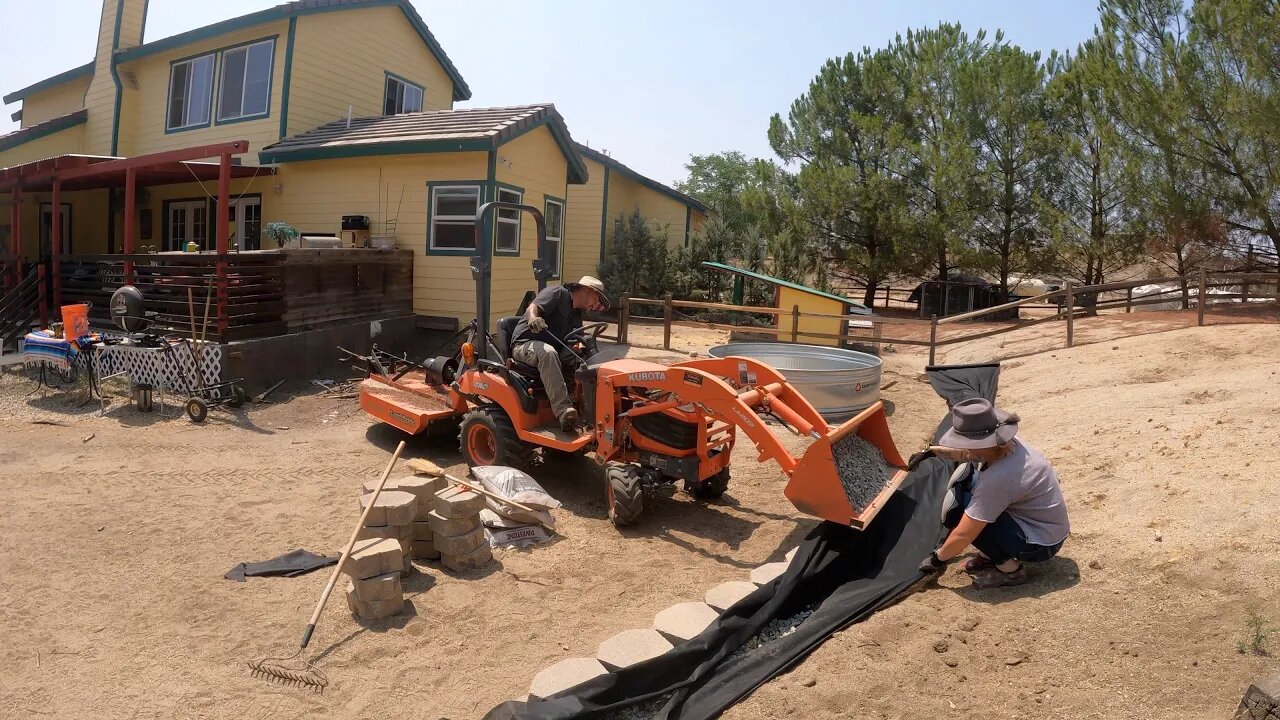 Retaining wall, a never ending project-Flagstone delivery-prepping the ground for Decomposed Granite