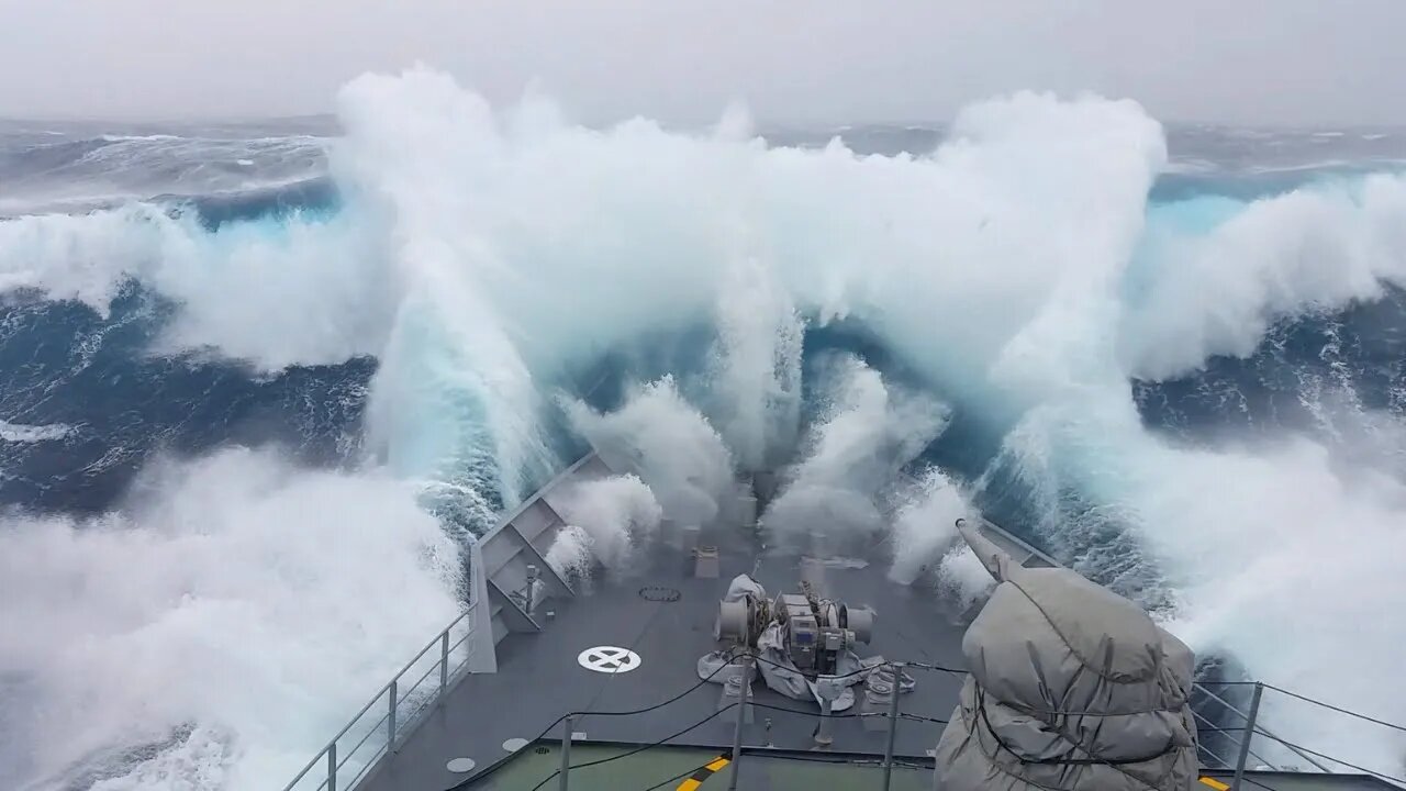 Ship in Storm | WARSHIP Hit By Monster Wave Near Antarctica [4K]