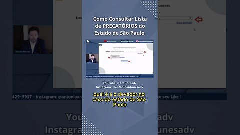 Como consultar a lista de Precatórios do Estado de São Paulo #antonioantunes #antunesprecatorios