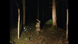 Test footage before filming using an axe to chop wood