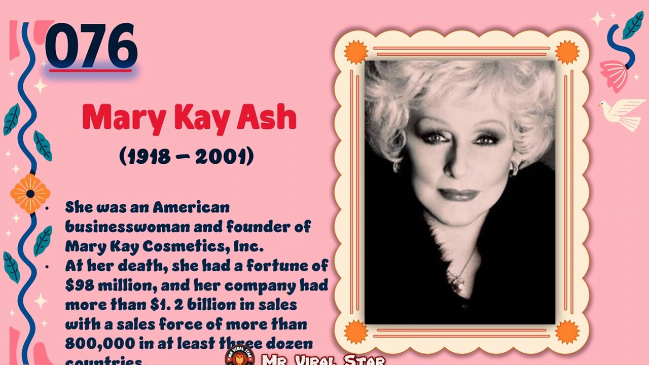 Mary Kay Ash (1918 – 2001)| TOP 150 Women That CHANGED THE WORLD | Short Biography