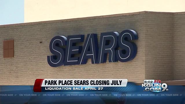 Sears at Park Place to close