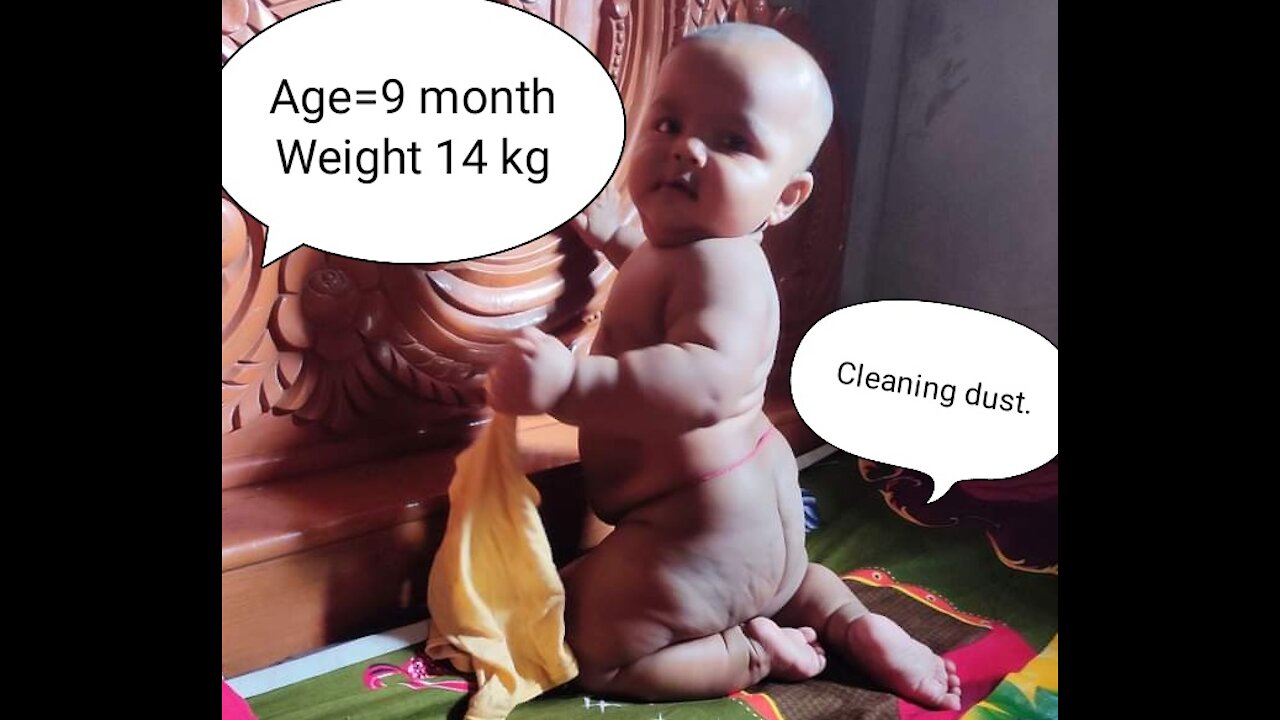 Fat baby cleaning dust- Fat baby-Funny baby-Baby boy-Amazing baby- Cute baby