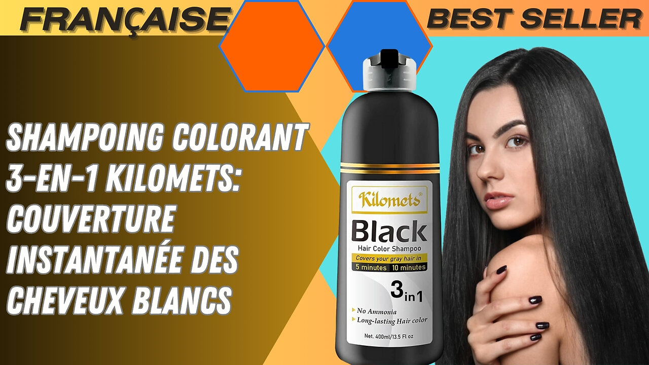 Shampoing Colorant 3-en-1 KILOMETS: Couverture Instantanée des Cheveux Blancs