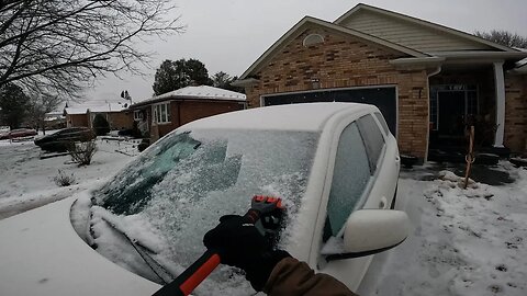 Clearing off elderly customers FROZEN car and DRIVEWAY! | Leaf It Alone