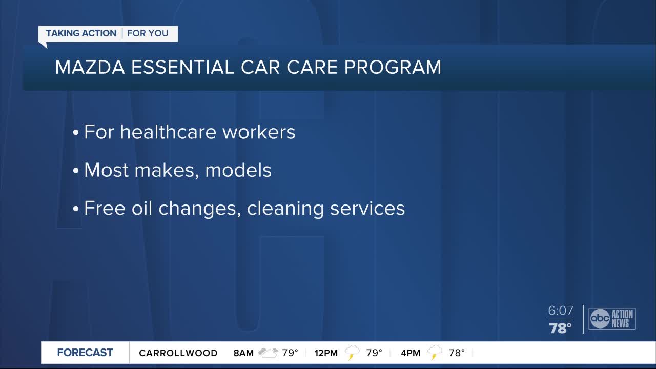 Mazda giving healthcare workers free oil changes, cleaning services