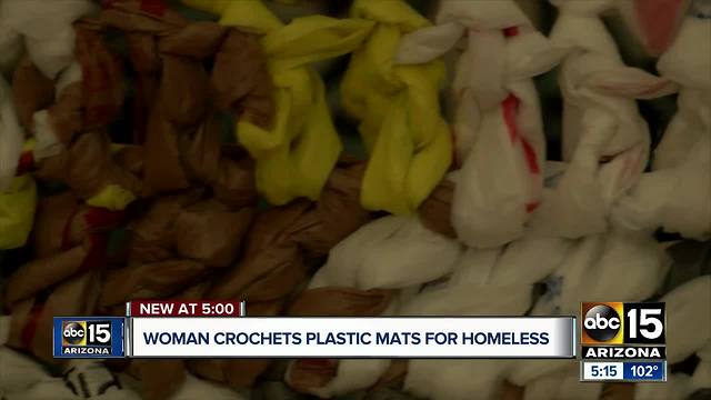 Valley women crochet plastic mats for the homeless