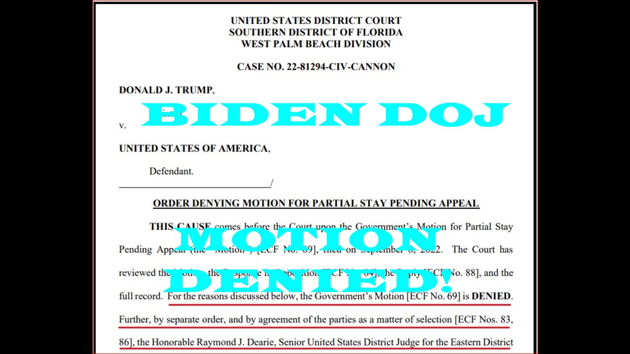 JUDGE THWARTS BIDEN'S DOJ ORDERS SPECIAL MASTER IN FBI RAID AT MAR-A-LAGO~!