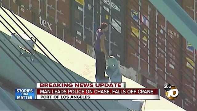 Man leads police on chase, falls to death off of crane