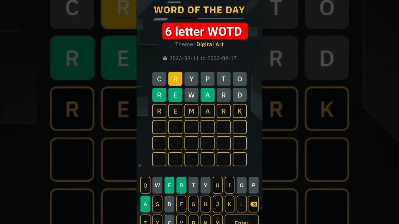 6 letter word of the day binance #binancewodlanswer