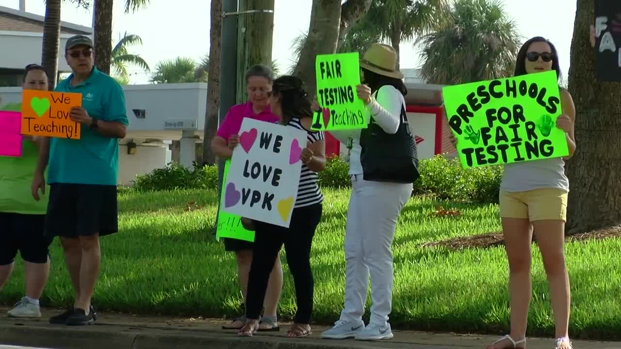 Palm Beach County preschools demand changes to VPK testing during rally