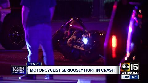 Motorcyclist seriously hurt in crash