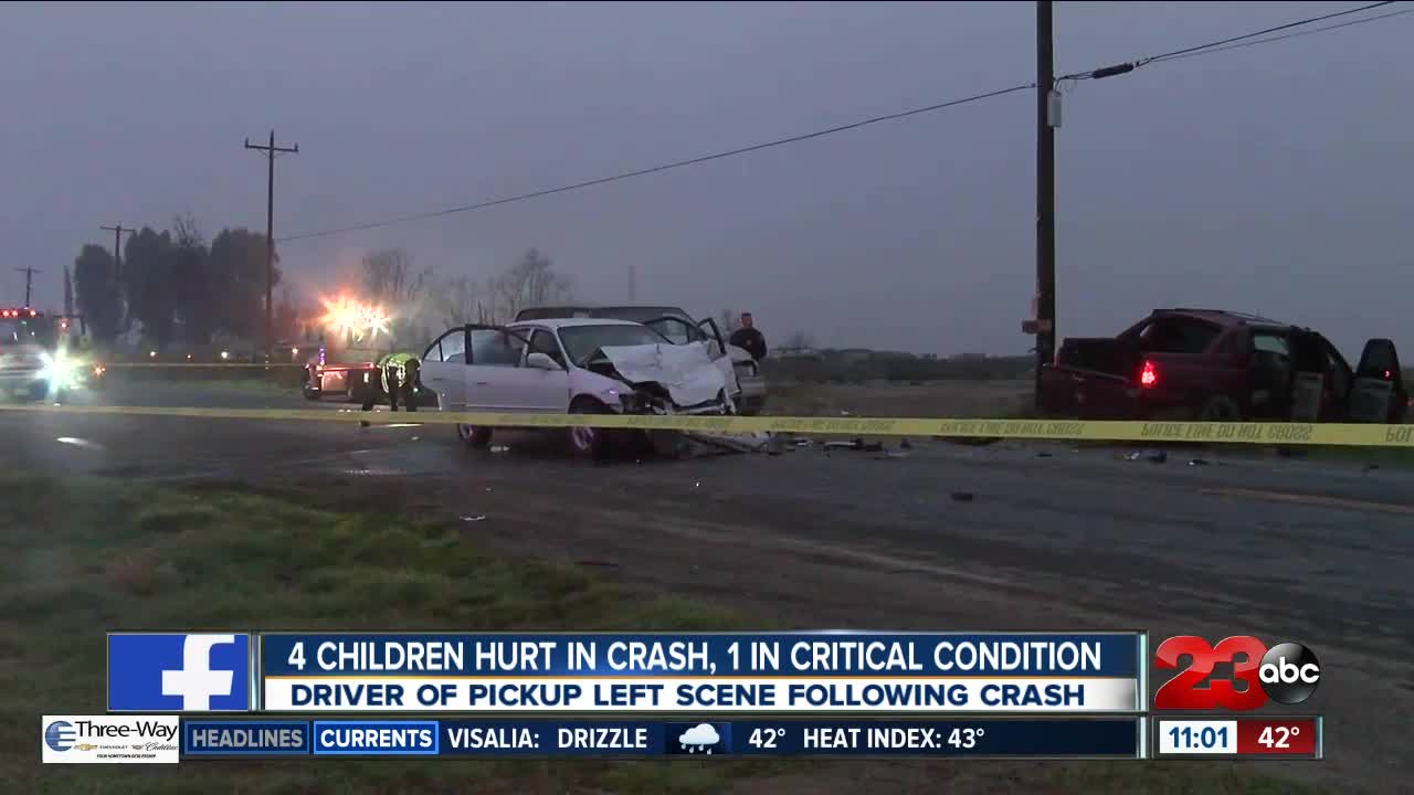 4 children hurt in crash, 1 in critical condition