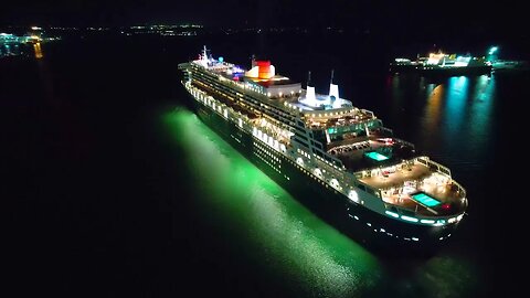 Cunard Queen Mary 2 15/12/2022 Southampton to New York cruise liner 4k departure.