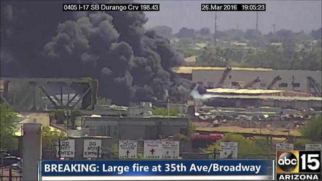 Large junkyard fire in Phoenix