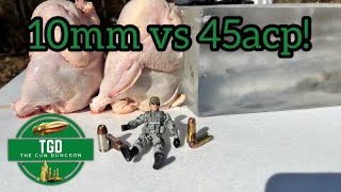 10mm vs 45 acp Ballistic Chicken Gel Test! Speer Gold Dot Bullets, Glock 29 and M&P 45C