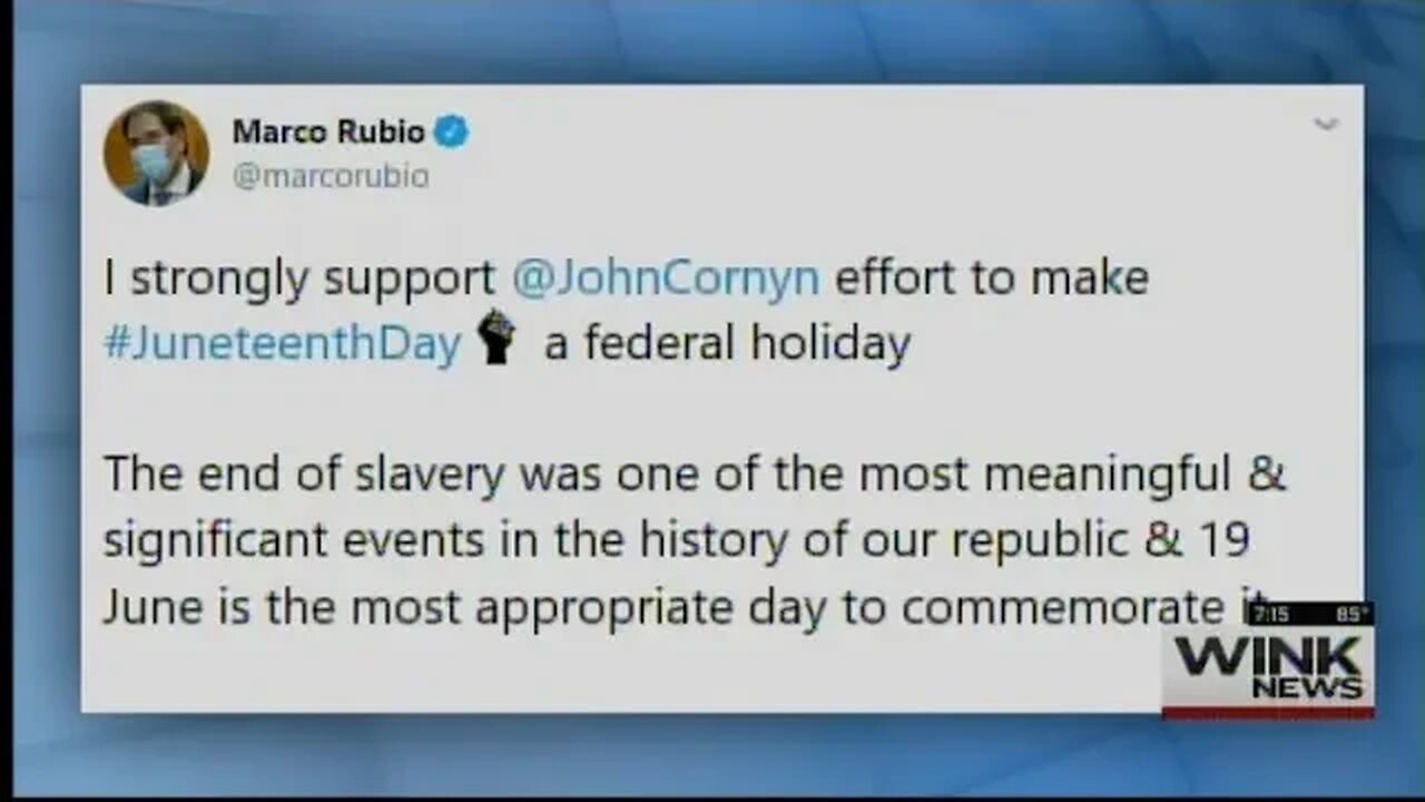 WINK: Senator Rubio Voices Support for Juneteenth to Become a Federal Holiday