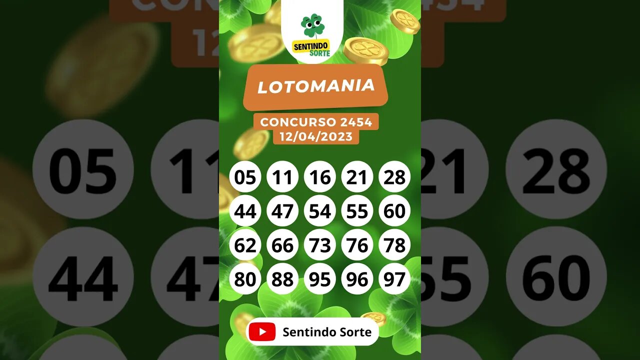 🍀 Resultado LOTOMANIA 2454 | 12/04/23 | Sentindo Sorte #shorts