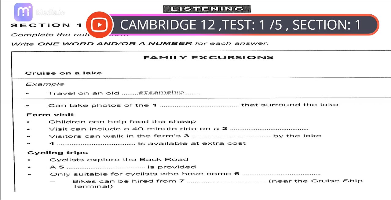 CAM_BRIDGE 12 LISTENING TEST 5/1 SECTION 1 WITH ANSWER : HD QUALITY