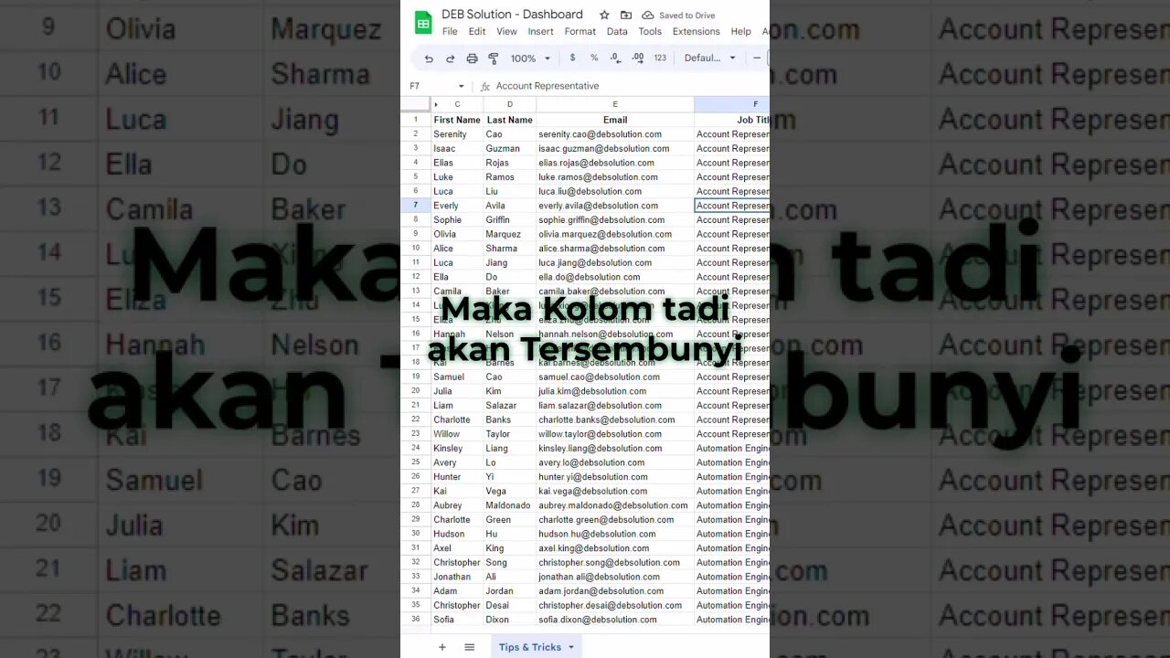 Cara Menyembunyikan Kolom dan Baris - Google Sheets Tips & Tricks #belajaronline #GoogleSheets