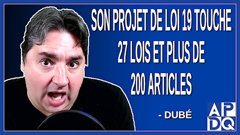 Son projet de loi 19 touche 27 lois et plus de 200 articles