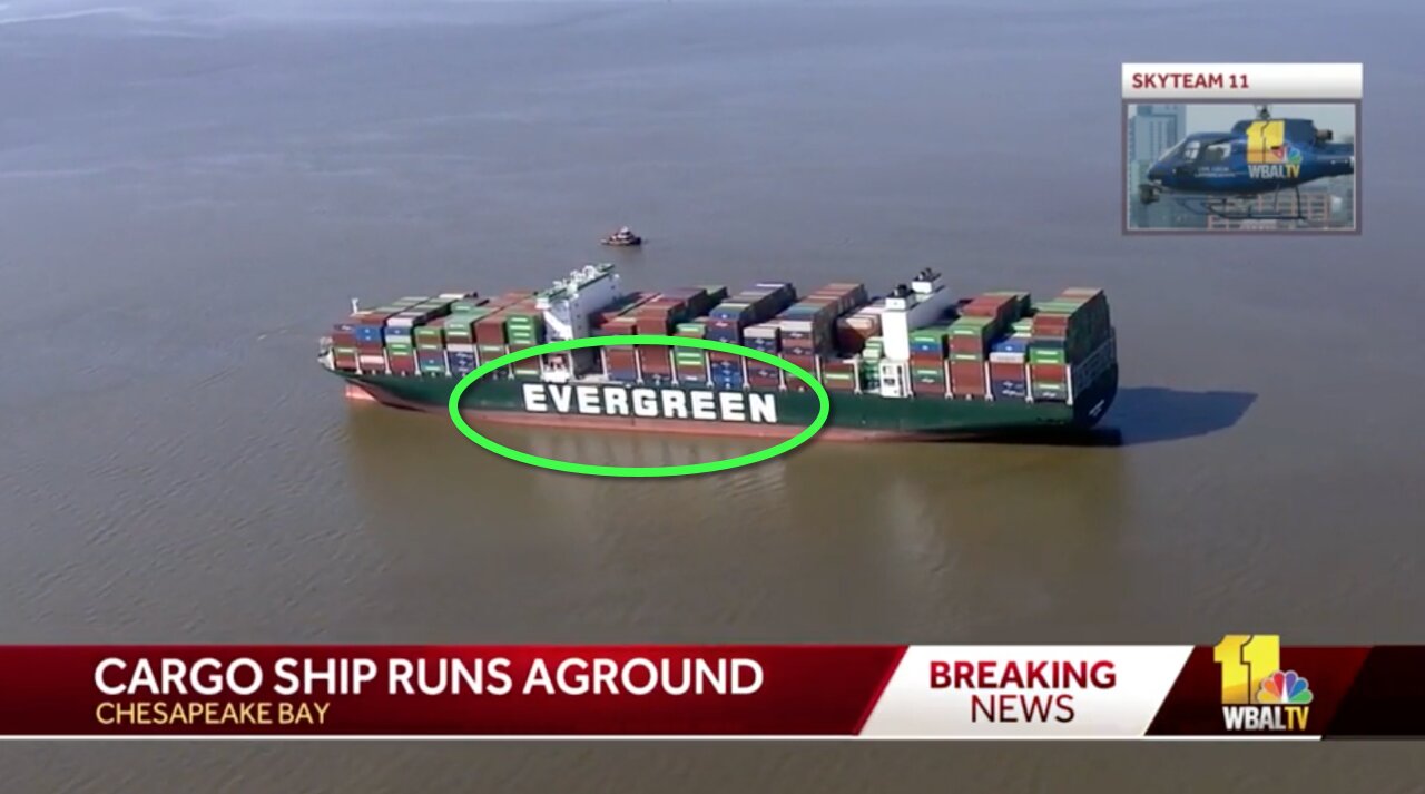 What are the odds?... Evergreen container ship runs aground in Chesapeake Bay