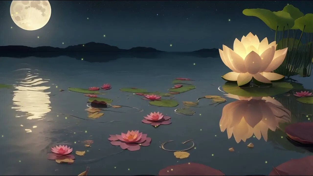 Lotus Moon | Screensaver with Music | Sleep, Relax, Study