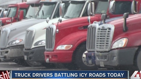 Ice-covered highways delay truck drivers