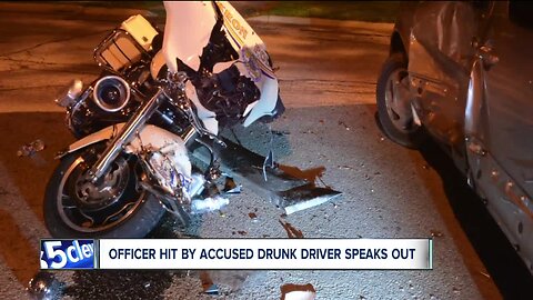 'It could've been a lot worse': Akron motorcycle officer hit by alleged drunk driver speaks publicly for first time