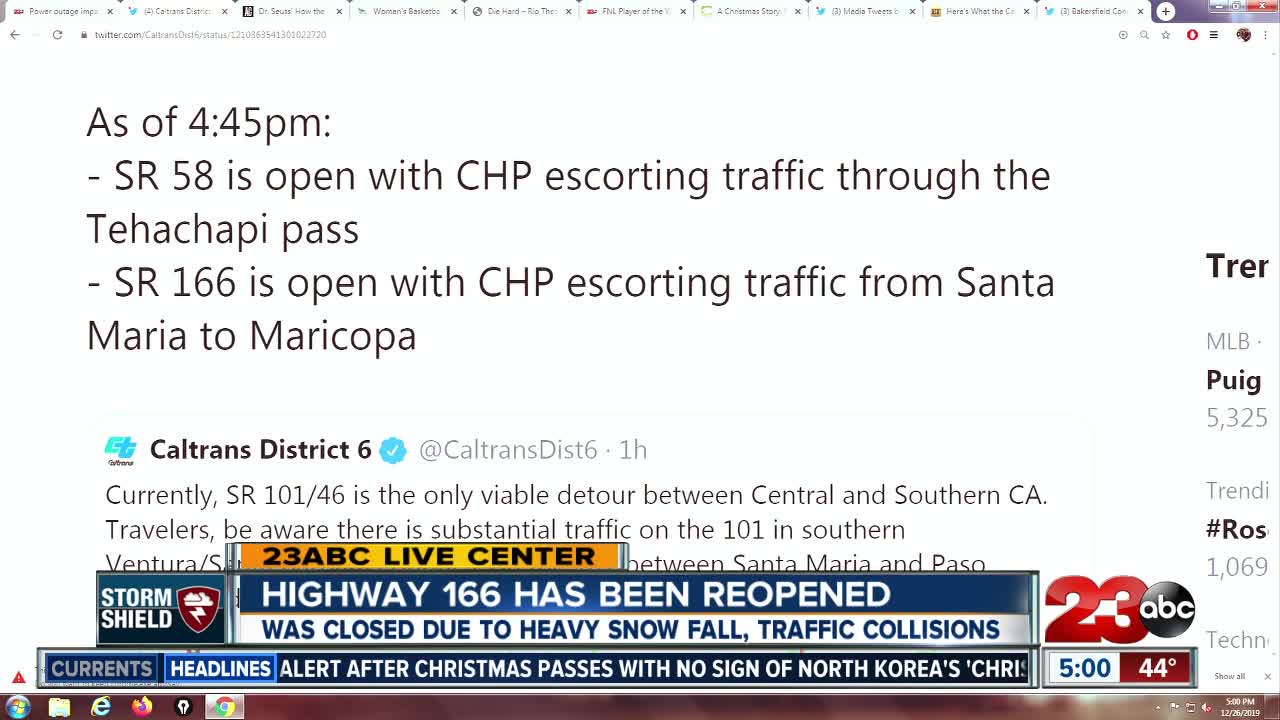 Highway 166 back open
