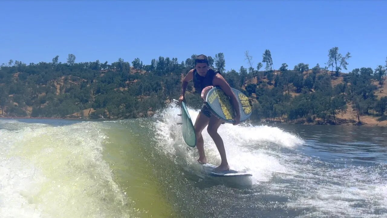 Riding 4 Boards Behind $100,000 Boat Wake