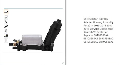 Chrysler oil filter cooler oil filter adapter