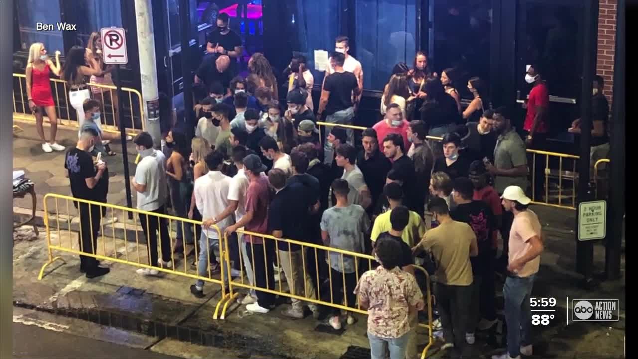 Pictures show people waiting shoulder-to-shoulder to get inside Ybor nightclub