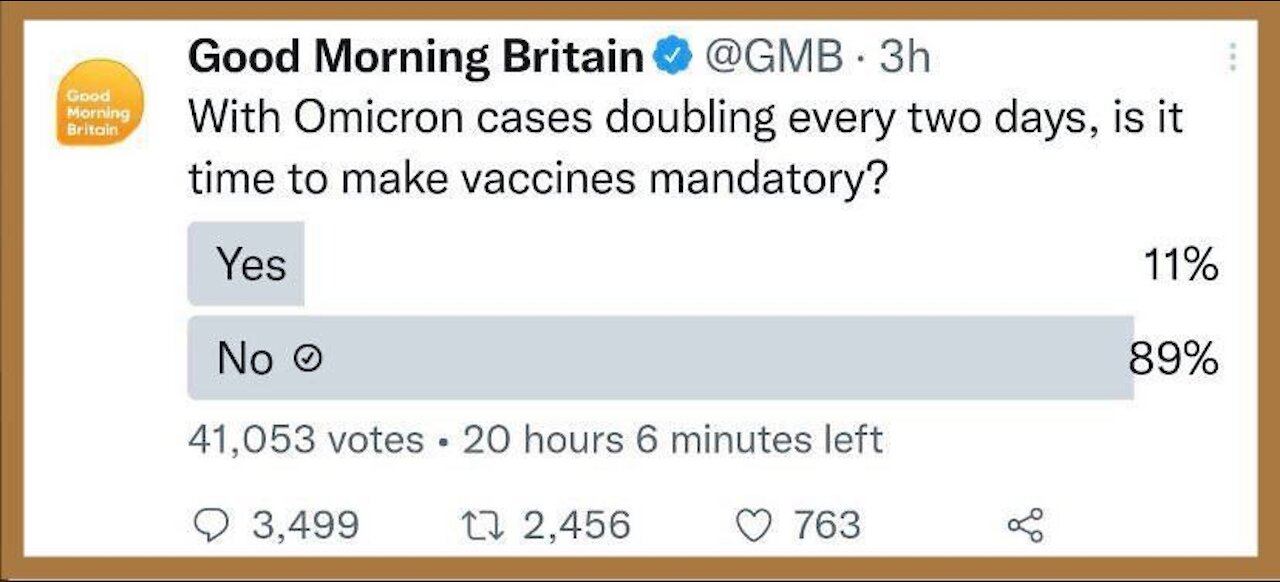 Good Morning Britain Rapidly DELETES Poll After 89% REJECT