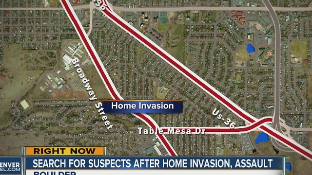 Search for suspects after home invasion, assault