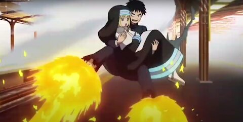 Fire Force Shinra saves sister Iris