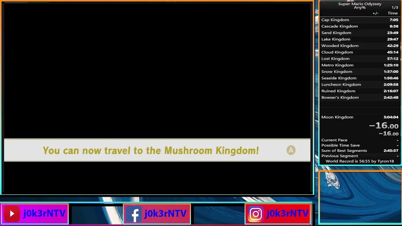 Trying to get a sub 3 hour Super mario Odyssey run!