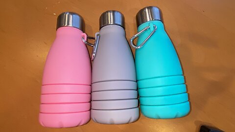 Collapsible Water Bottles 18.5 oz Reusable Silicone refillable Bottle BPA Free Foldable portable