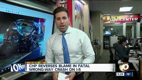 CHP reverses blame in fatal I-5 wrong-way crash