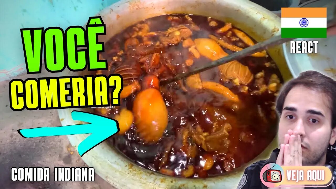 COZIDO INDIANO com MIÚDOS de CORDEIRO! Reagindo a COMIDAS DE RUA INDIANAS | Veja Aqui Reacts